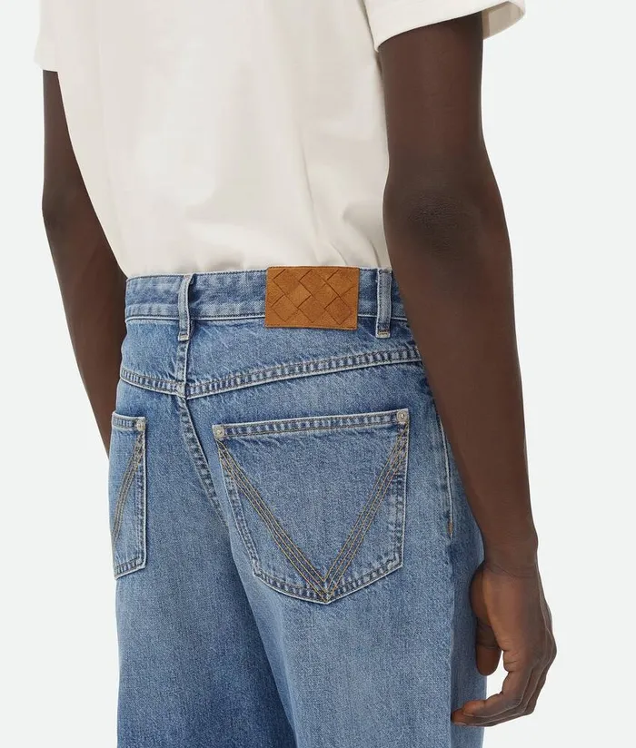 Men Bottega Veneta Denim Vintage Indigo Straight Jeans Mid Blue