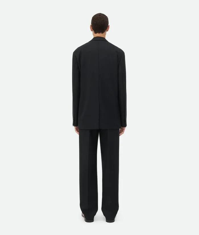 Men Bottega Veneta Jackets Striped Wool Jacket Blackdark Blue