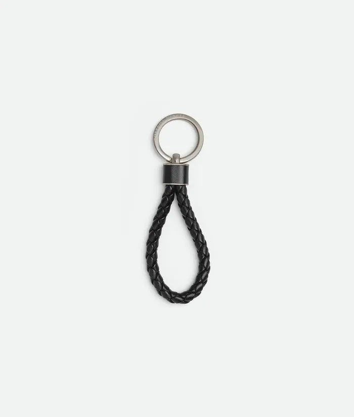 Men Bottega Veneta Key Rings Intreccio Key Ring Black