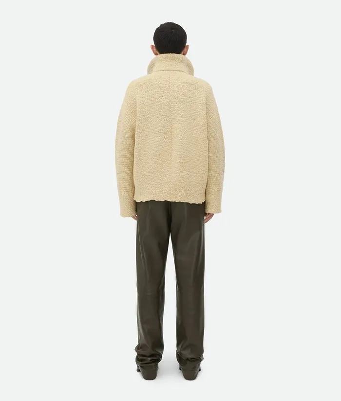 Men Bottega Veneta Knitwear Textured Wool Double Layer Cardigan Soapstone