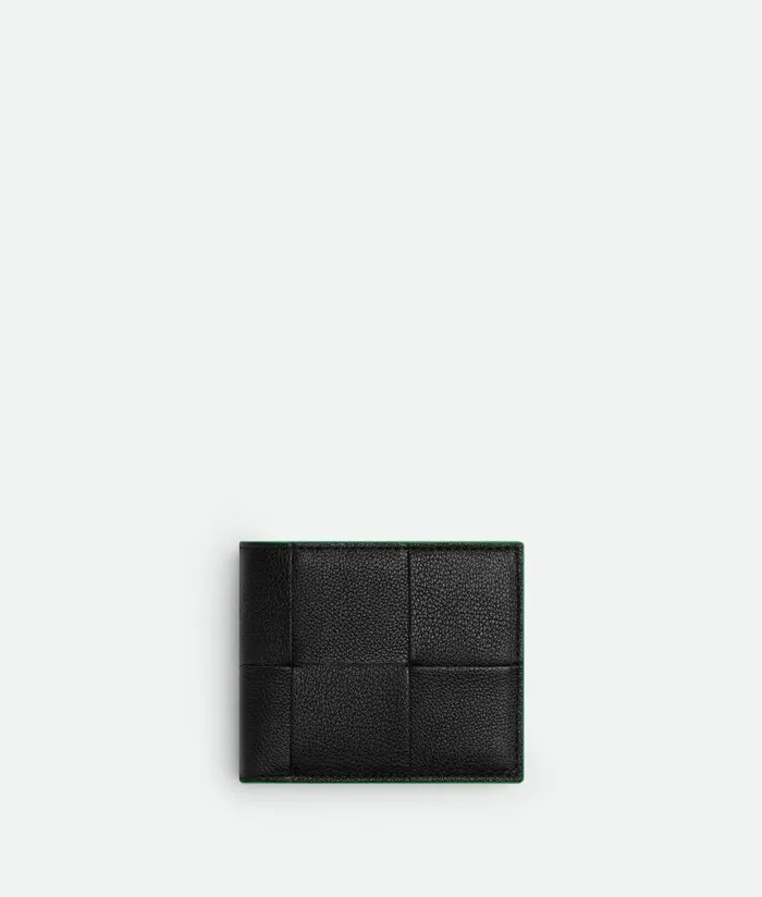 Men Bottega Veneta Small Wallets Cassette BiFold Wallet Black Parakeet