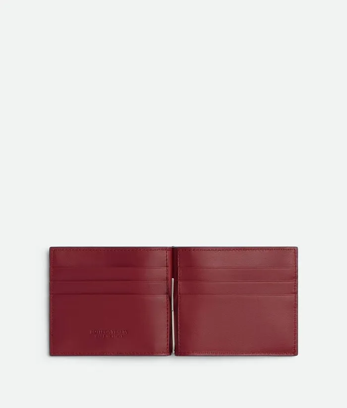 Men Bottega Veneta Small Wallets Cassette Bill Clip Wallet Deep Blueambra