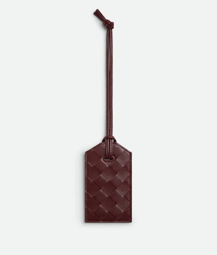 Men Bottega Veneta Travel Accessories Intrecciato Tag Holder On Strap Madder Brown Men Bottega Veneta Travel Accessories Intrecciato Tag Holder On Strap Madder Brown