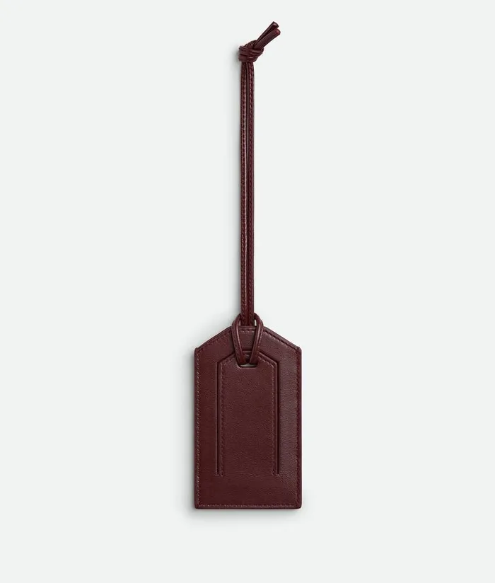 Men Bottega Veneta Travel Accessories Intrecciato Tag Holder On Strap Madder Brown