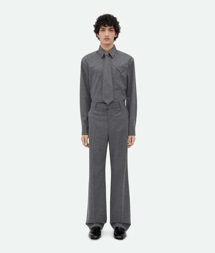 Men Bottega Veneta Trousers And Shorts Light Wool Flannel Trousers Grey Melange Men Bottega Veneta Trousers And Shorts Light Wool Flannel Trousers Grey Melange