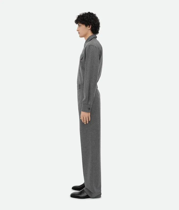 Men Bottega Veneta Trousers And Shorts Light Wool Flannel Trousers Grey Melange