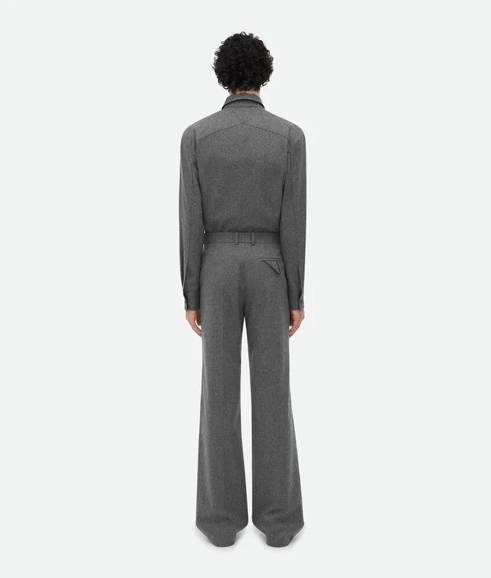 Men Bottega Veneta Trousers And Shorts Light Wool Flannel Trousers Grey Melange