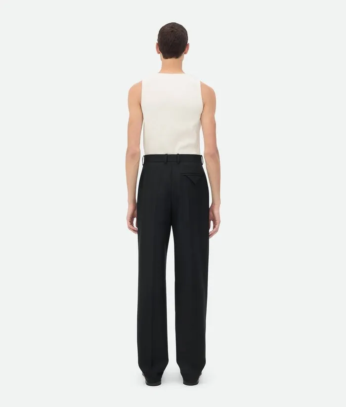 Men Bottega Veneta Trousers And Shorts Striped Wool Trousers Blackdark Blue