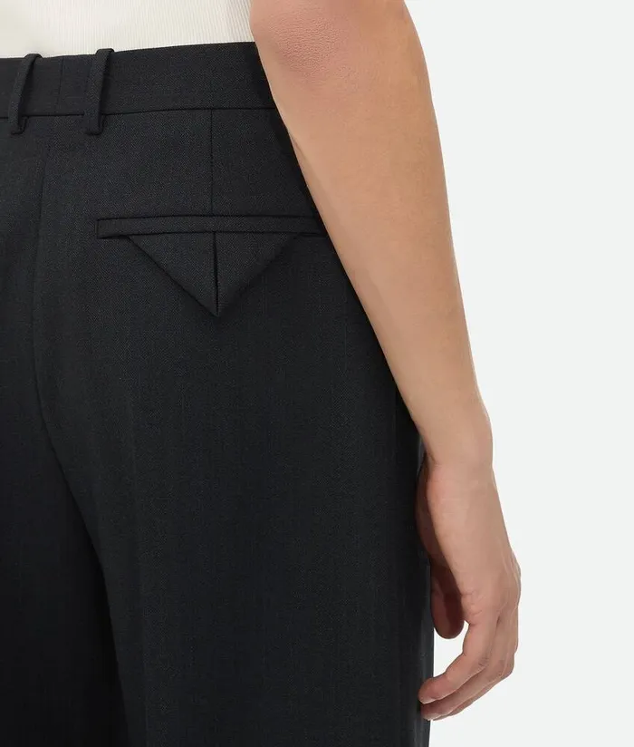 Men Bottega Veneta Trousers And Shorts Striped Wool Trousers Blackdark Blue