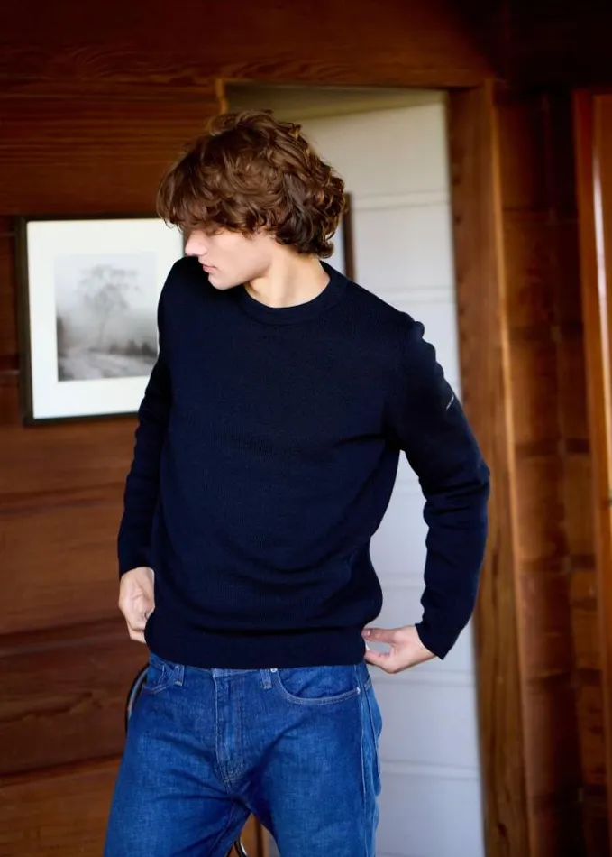 Men Breton Sweaters Saint James LOCRONAN III Navy