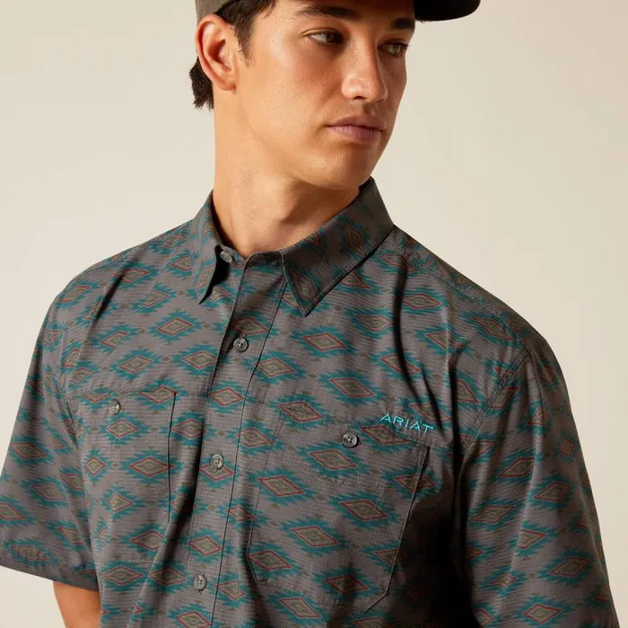 Men Button Down Shirts Ariat 360 AirFlow Classic Fit Shirt Grey Pinstripe Men Button Down Shirts Ariat 360 AirFlow Classic Fit Shirt Grey Pinstripe
