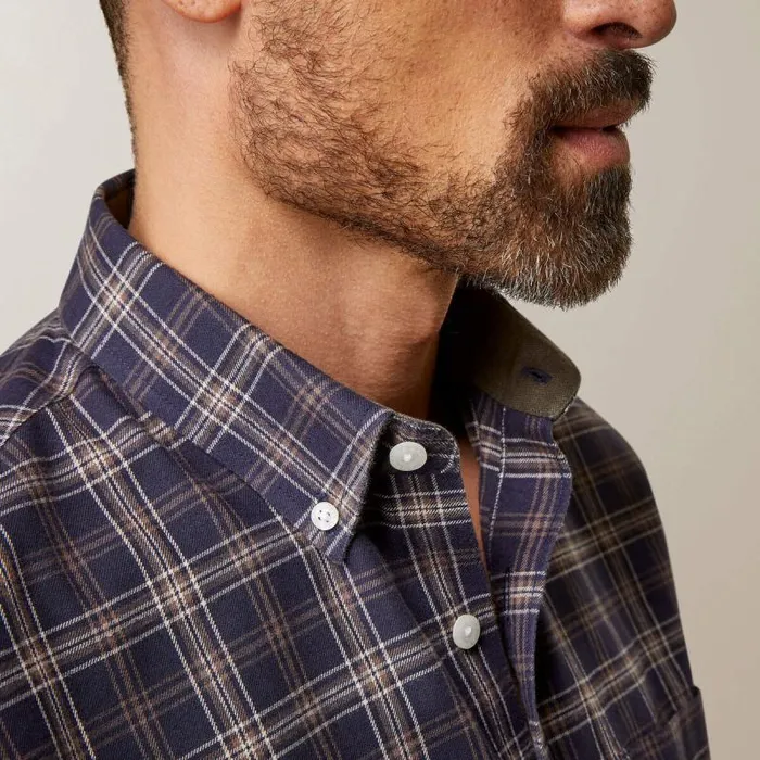 Men Button Down Shirts Ariat Clement Shirt Navy Plaid Men Button Down Shirts Ariat Clement Shirt Navy Plaid
