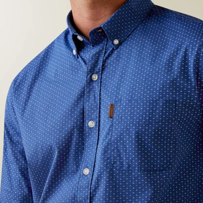Men Button Down Shirts Ariat Ditsy Stretch Modern Fit Shirt Blue Men Button Down Shirts Ariat Ditsy Stretch Modern Fit Shirt Blue