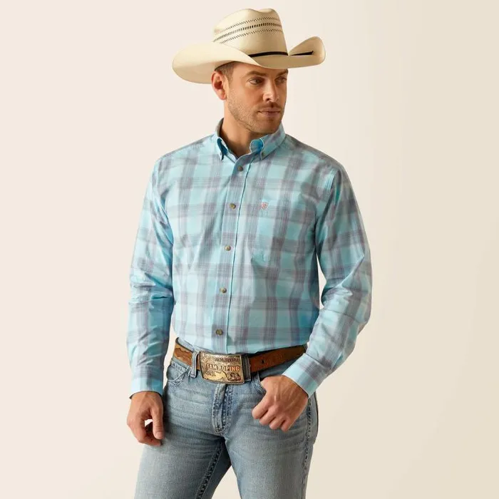 Men Button Down Shirts Ariat Pro Series Kane Classic Fit Shirt Sky