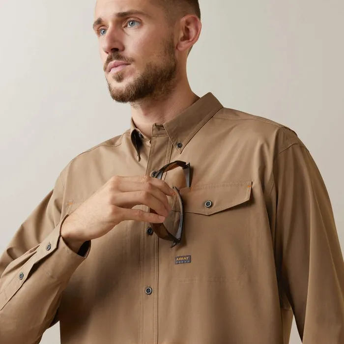 Men Button Down Shirts Ariat Rebar Made Tough VentTEK DuraStretch Work Shirt Khaki Men Button Down Shirts Ariat Rebar Made Tough VentTEK DuraStretch Work Shirt Khaki