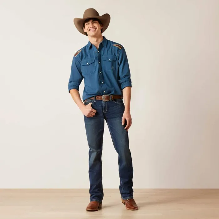 Men Button Down Shirts Ariat Retro Chimayo Retro Fit Shirt Sailor Blue Men Button Down Shirts Ariat Retro Chimayo Retro Fit Shirt Sailor Blue
