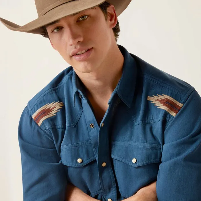 Men Button Down Shirts Ariat Retro Chimayo Retro Fit Shirt Sailor Blue Men Button Down Shirts Ariat Retro Chimayo Retro Fit Shirt Sailor Blue