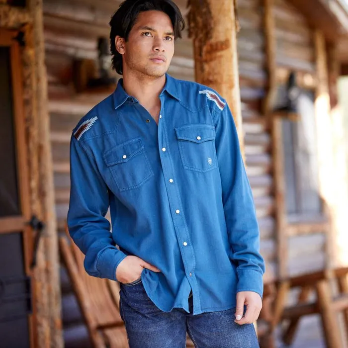 Men Button Down Shirts Ariat Retro Chimayo Retro Fit Shirt Sailor Blue Men Button Down Shirts Ariat Retro Chimayo Retro Fit Shirt Sailor Blue