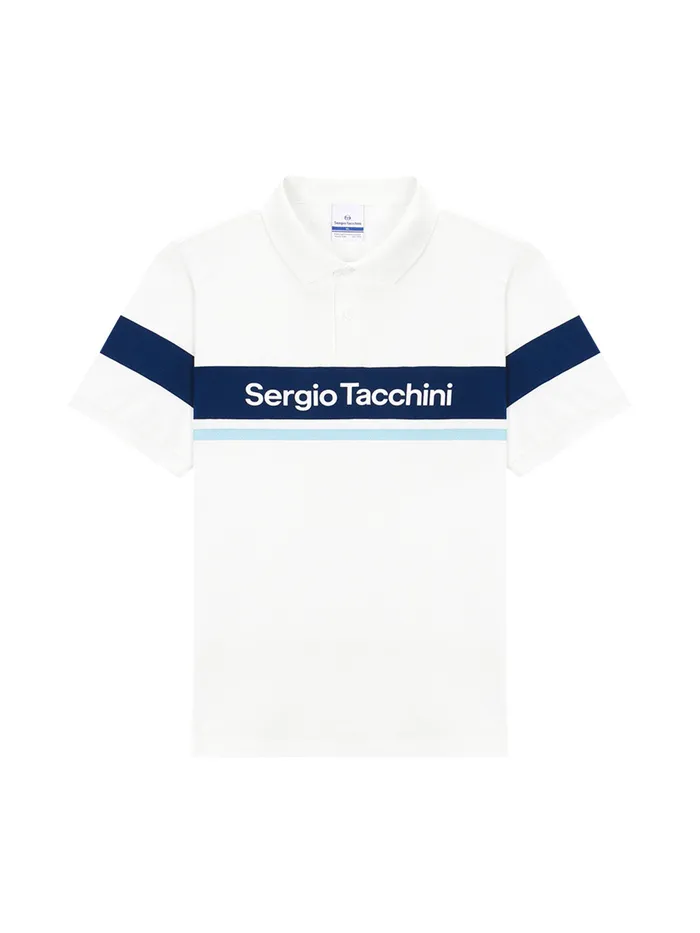 Men Court Styles Sergio Tacchini Damarindo Polo Shirt Off White Navy