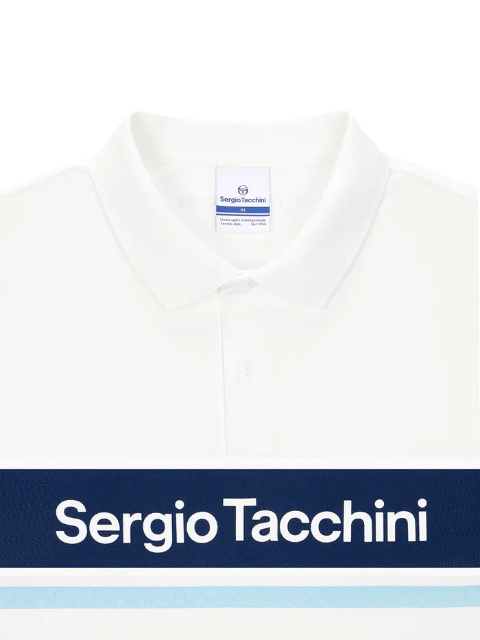 Men Court Styles Sergio Tacchini Damarindo Polo Shirt Off White Navy