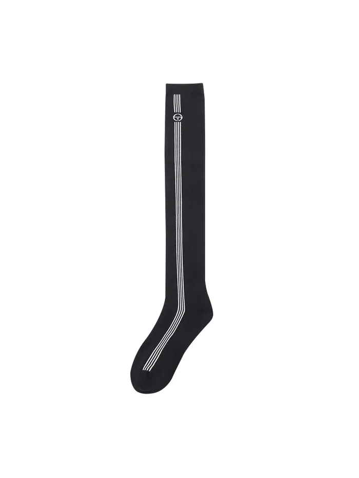Men Court Styles Sergio Tacchini Striped Knee High Socks Black