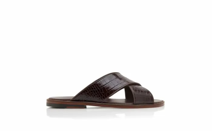 Men Dark Brown Calf Leather Sandals Manolo Blahnik Sandals