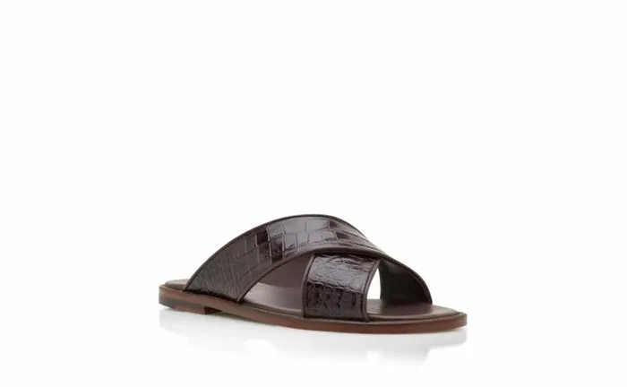 Men Dark Brown Calf Leather Sandals Manolo Blahnik Sandals