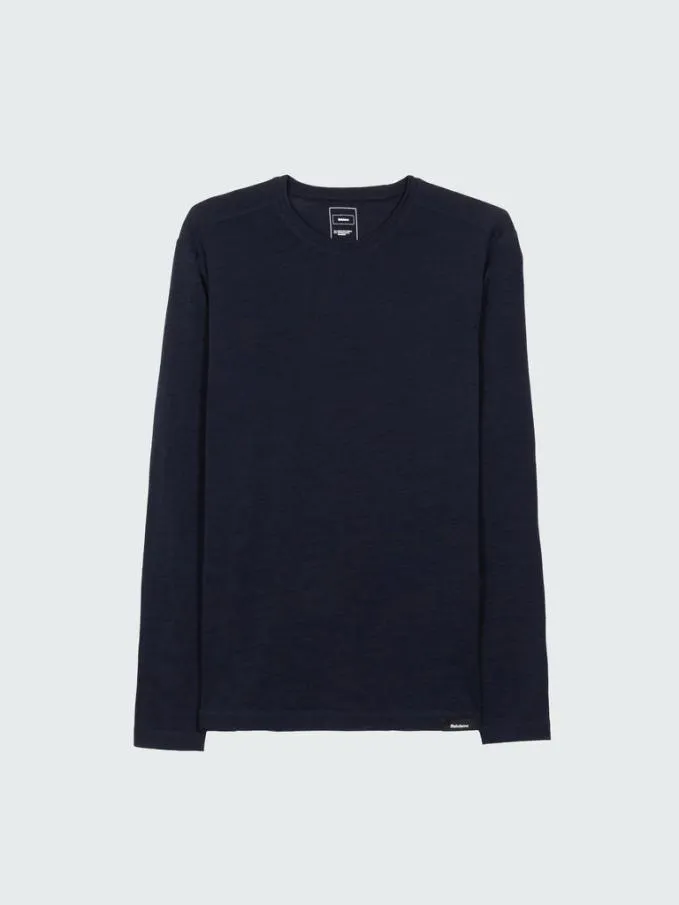 Men Eddy Merino Wool Long Sleeve Base Layer Navy Finisterre Base Layers and Underwear