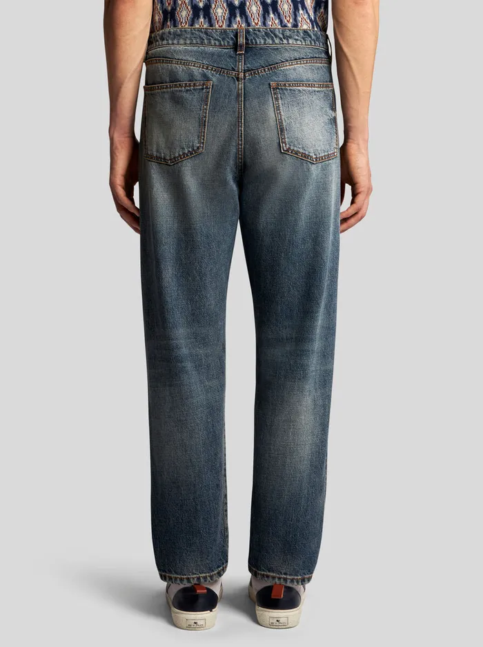 Men Etro Denim VintageEffect Jeans Navy Blue Men Etro Denim VintageEffect Jeans Navy Blue
