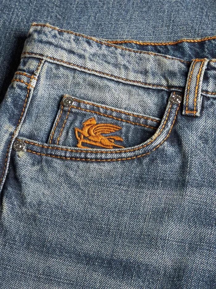 Men Etro Denim VintageEffect Jeans Navy Blue Men Etro Denim VintageEffect Jeans Navy Blue