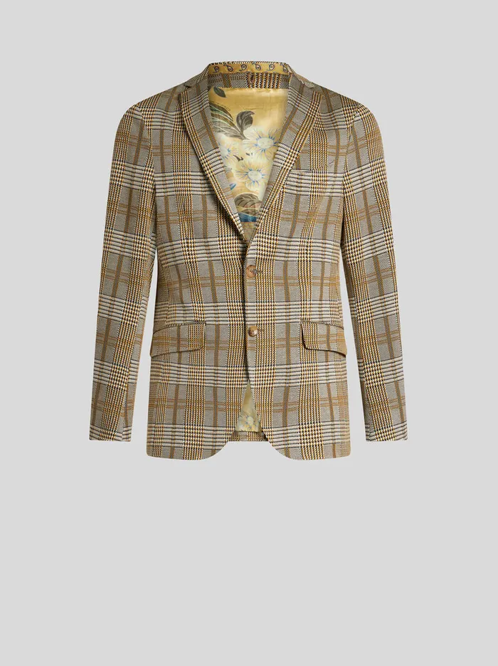 Men Etro Jackets Check Blazer With Removable Bib Beige Men Etro Jackets Check Blazer With Removable Bib Beige