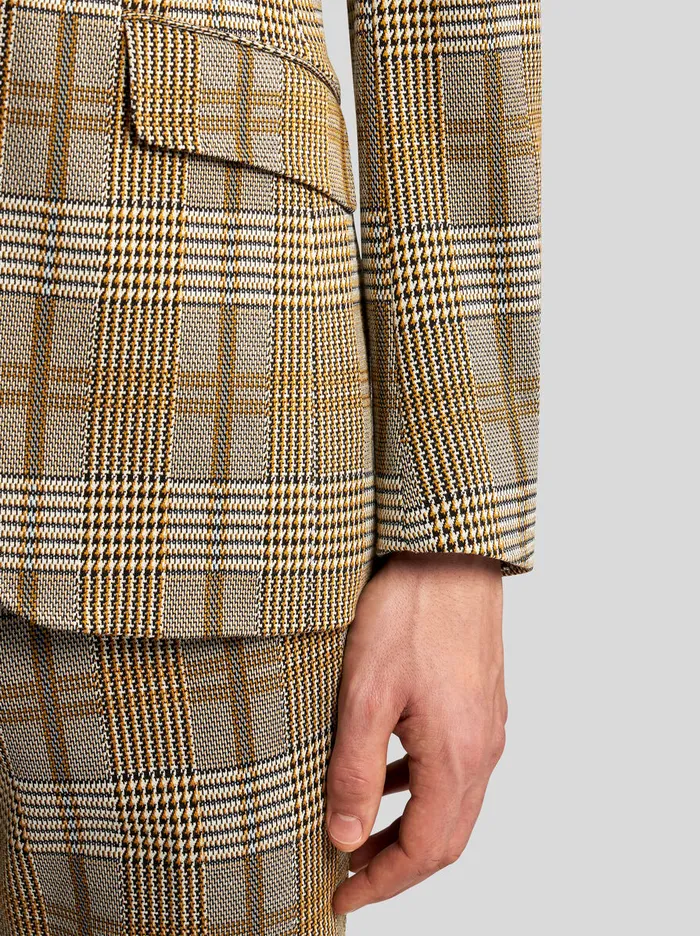Men Etro Jackets Check Blazer With Removable Bib Beige Men Etro Jackets Check Blazer With Removable Bib Beige