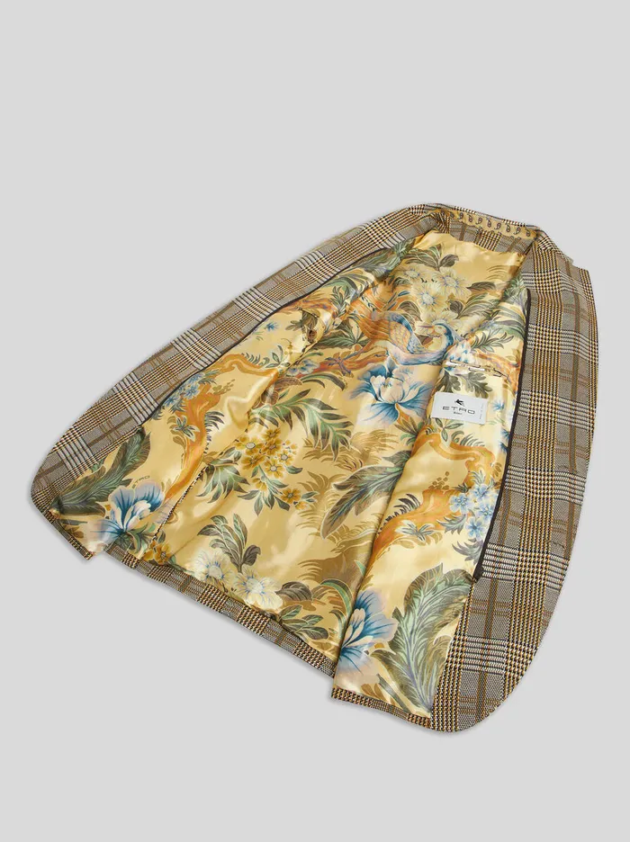 Men Etro Jackets Check Blazer With Removable Bib Beige Men Etro Jackets Check Blazer With Removable Bib Beige