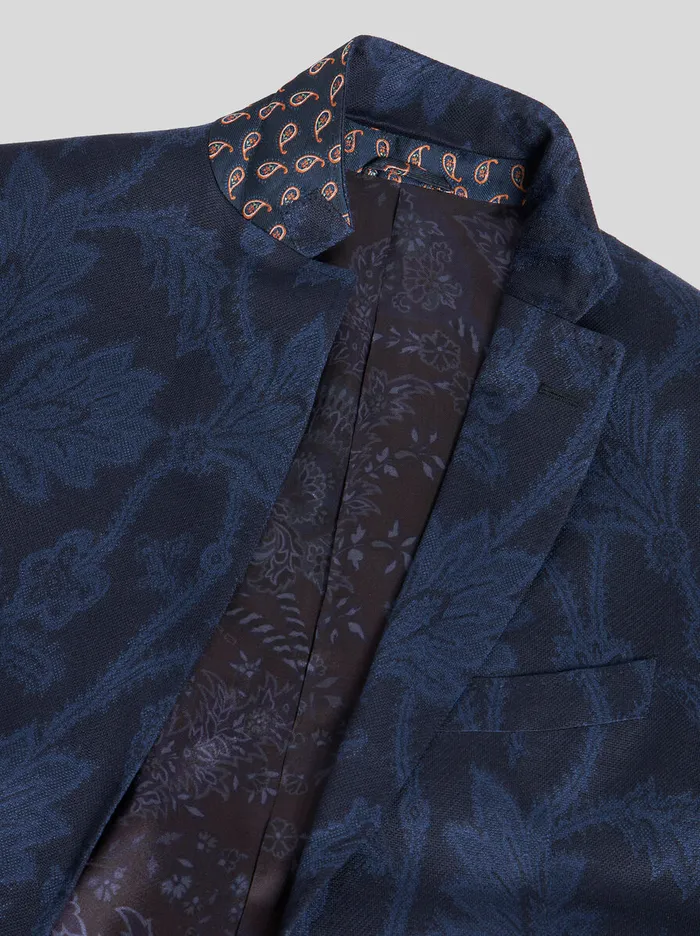 Men Etro Jackets Floral Leafy Jacquard Blazer Navy Blue Men Etro Jackets Floral Leafy Jacquard Blazer Navy Blue