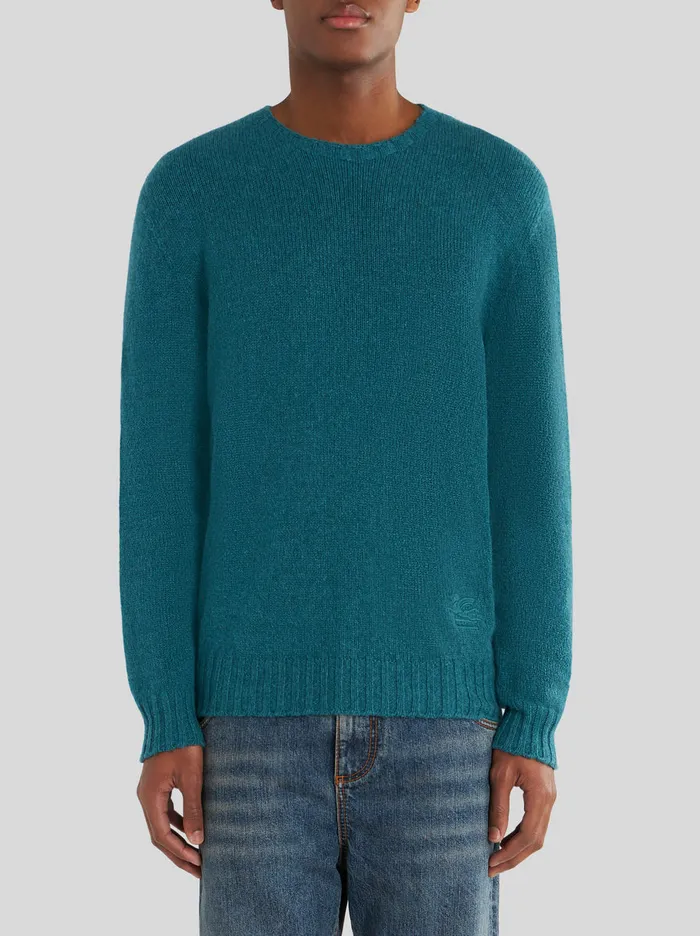 Men Etro Knitwear Cashmere Jumper With Logo Green Men Etro Knitwear Cashmere Jumper With Logo Green