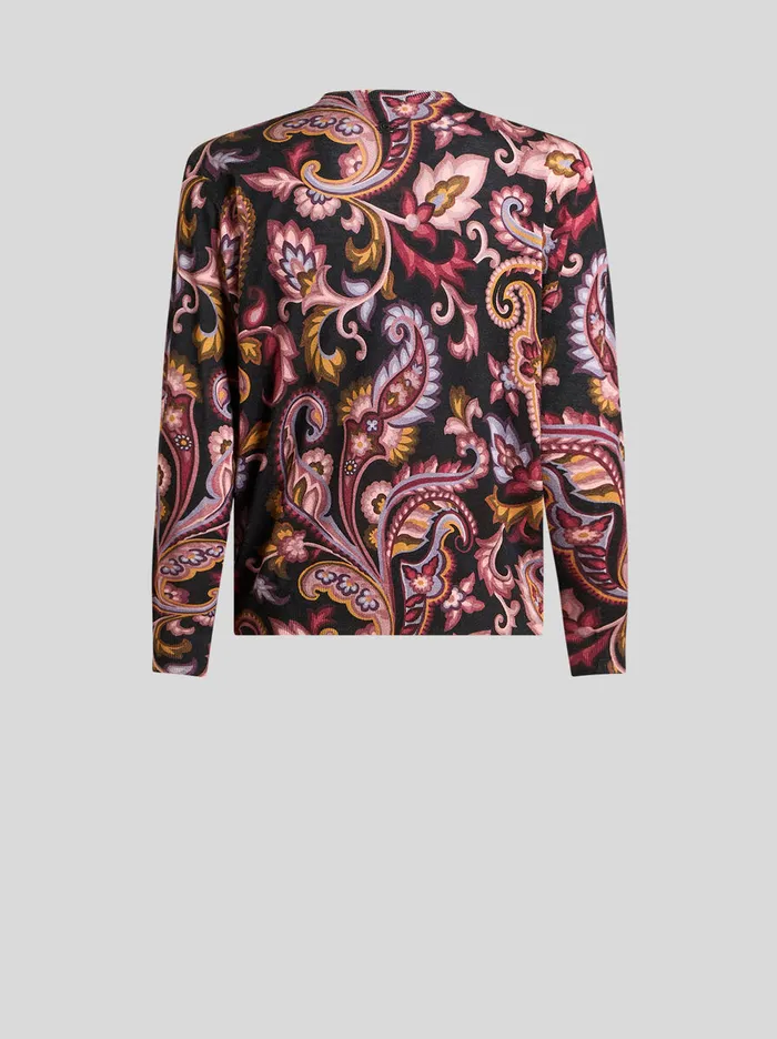 Men Etro Knitwear Floral Paisley CrewNeck Sweater Black Men Etro Knitwear Floral Paisley CrewNeck Sweater Black