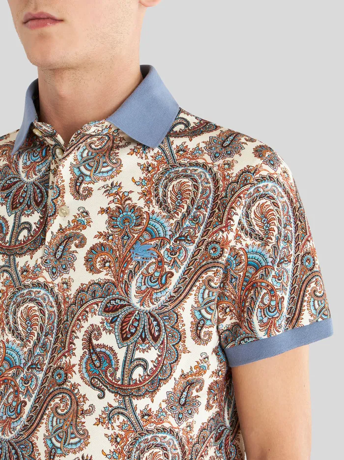 Men Etro Polo Shirts Paisley Cotton Polo Shirt White Men Etro Polo Shirts Paisley Cotton Polo Shirt White