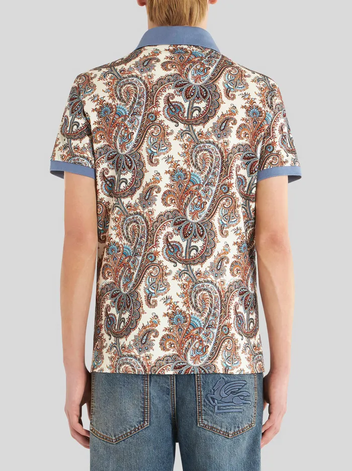 Men Etro Polo Shirts Paisley Cotton Polo Shirt White Men Etro Polo Shirts Paisley Cotton Polo Shirt White