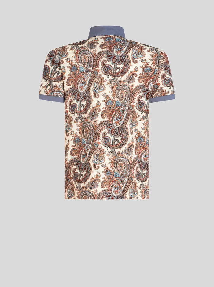 Men Etro Polo Shirts Paisley Cotton Polo Shirt White Men Etro Polo Shirts Paisley Cotton Polo Shirt White