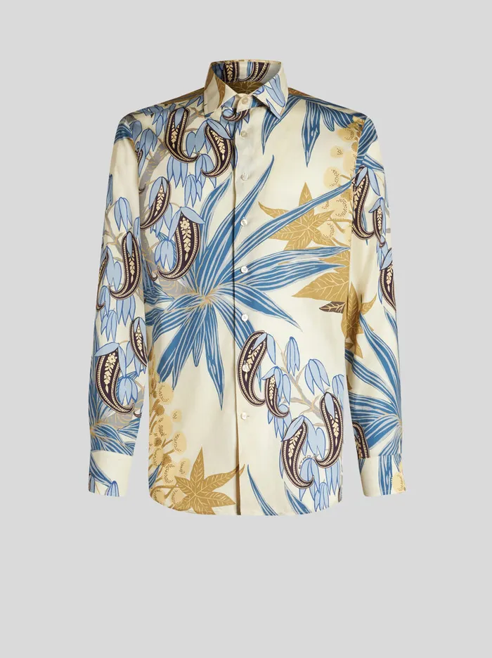 Men Etro Shirts Shirt With Paisley Foliage Print Multicolour