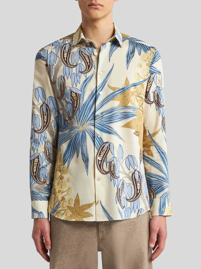 Men Etro Shirts Shirt With Paisley Foliage Print Multicolour Men Etro Shirts Shirt With Paisley Foliage Print Multicolour