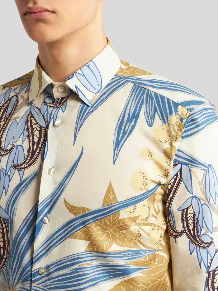 Men Etro Shirts Shirt With Paisley Foliage Print Multicolour Men Etro Shirts Shirt With Paisley Foliage Print Multicolour