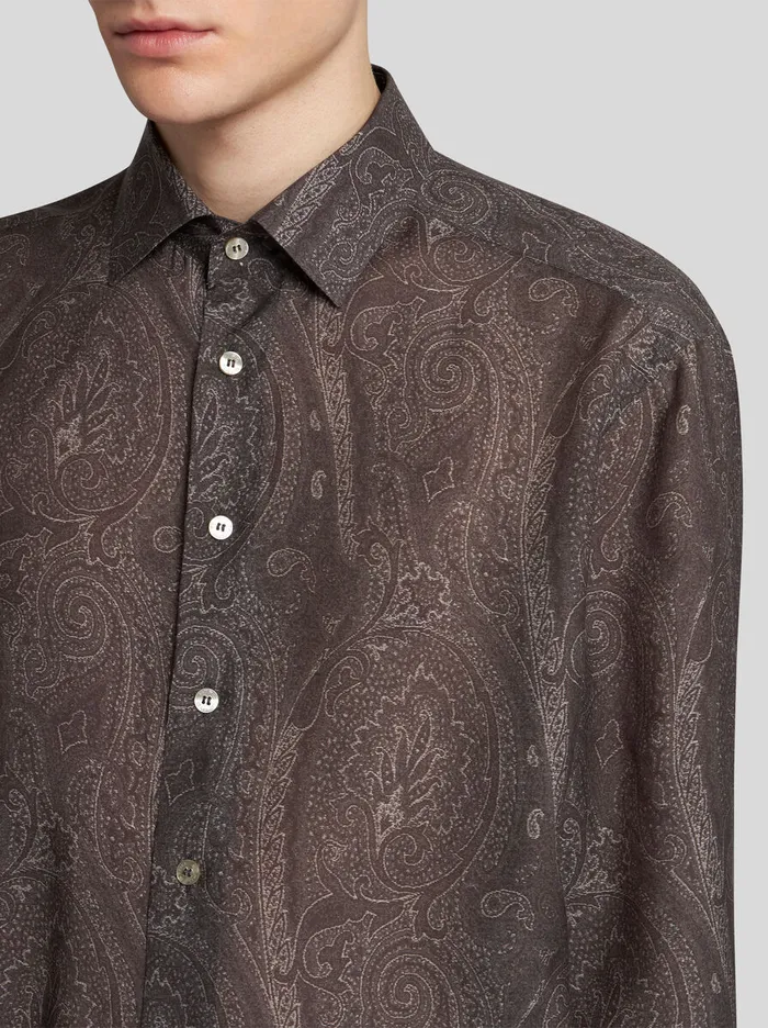 Men Etro Shirts Silk Paisley Shirt Black Men Etro Shirts Silk Paisley Shirt Black
