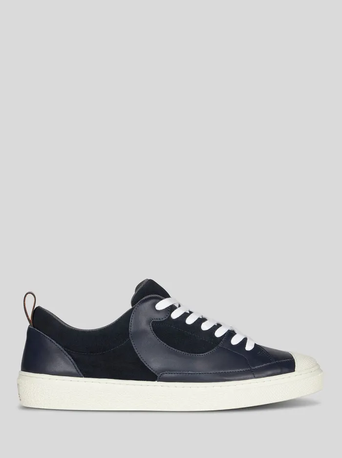 Men Etro Sneakers Leather Sneakers Navy Blue