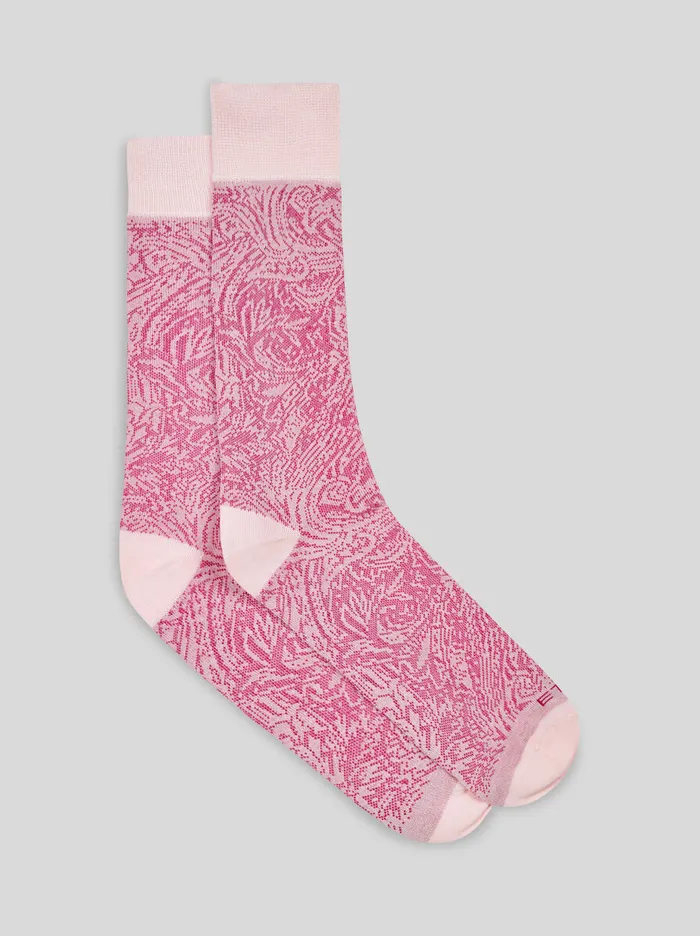 Men Etro Socks Leafy Jacquard Socks Pink