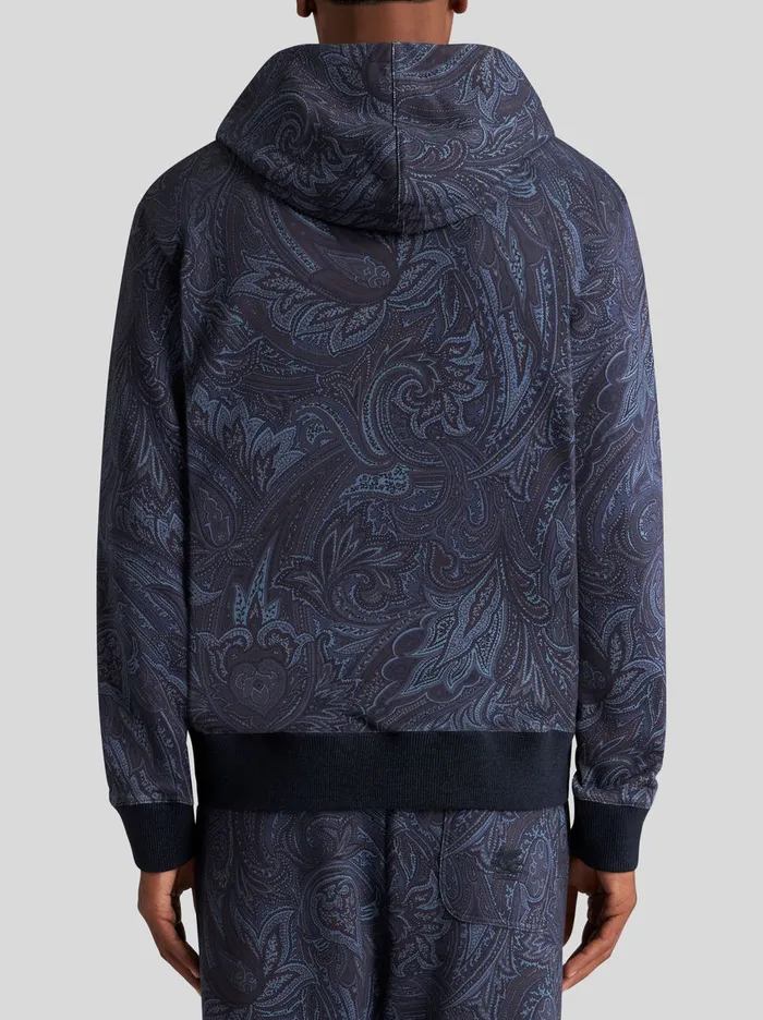 Men Etro TShirt And Sweatshirts Paisley Hooded Sweatshirt Navy Blue Men Etro TShirt And Sweatshirts Paisley Hooded Sweatshirt Navy Blue