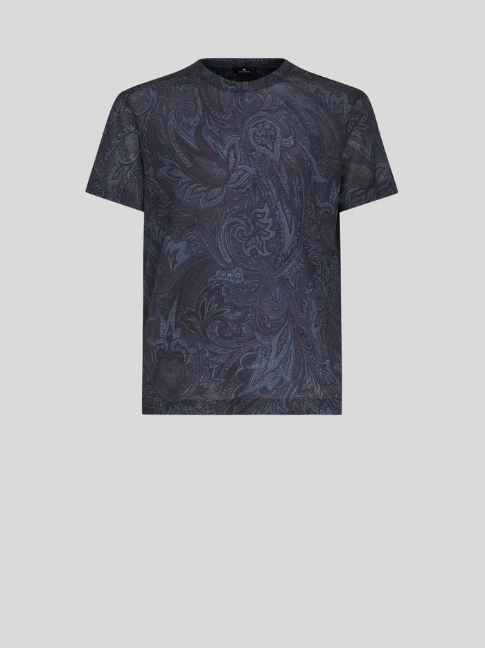 Men Etro TShirt And Sweatshirts PaisleyPrint TShirt Navy Blue