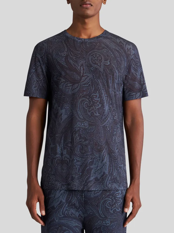 Men Etro TShirt And Sweatshirts PaisleyPrint TShirt Navy Blue Men Etro TShirt And Sweatshirts PaisleyPrint TShirt Navy Blue