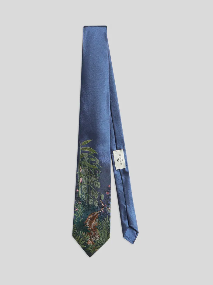 Men Etro Ties And Pocket Squares Silk Jacquard Tie Electric Blue