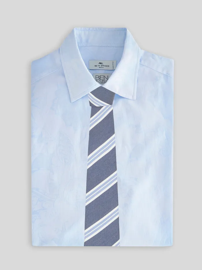 Men Etro Ties And Pocket Squares Striped Jacquard Tie Navy Blue Men Etro Ties And Pocket Squares Striped Jacquard Tie Navy Blue